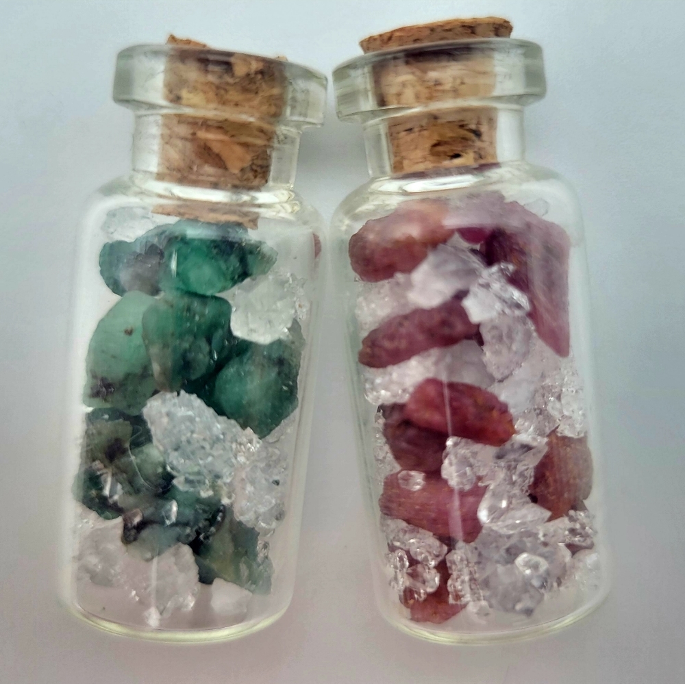 Crystals in a jar and cork top
